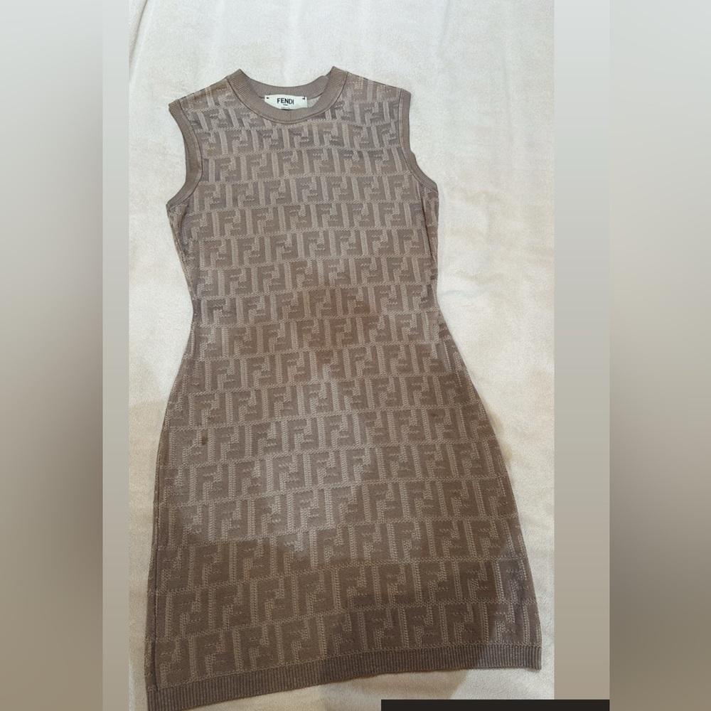 Fendi knit Tan Monogram Mini Dress